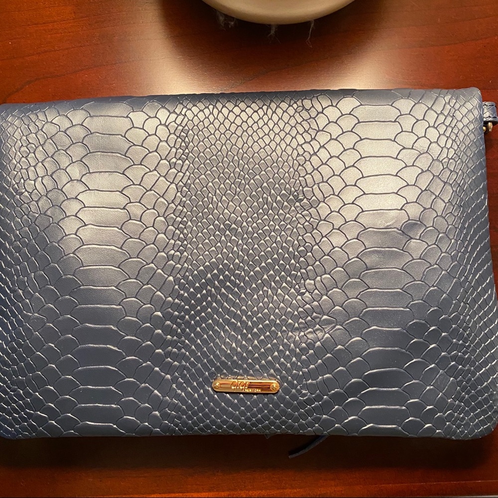 GIGI NY Navy Embossed Python Purse